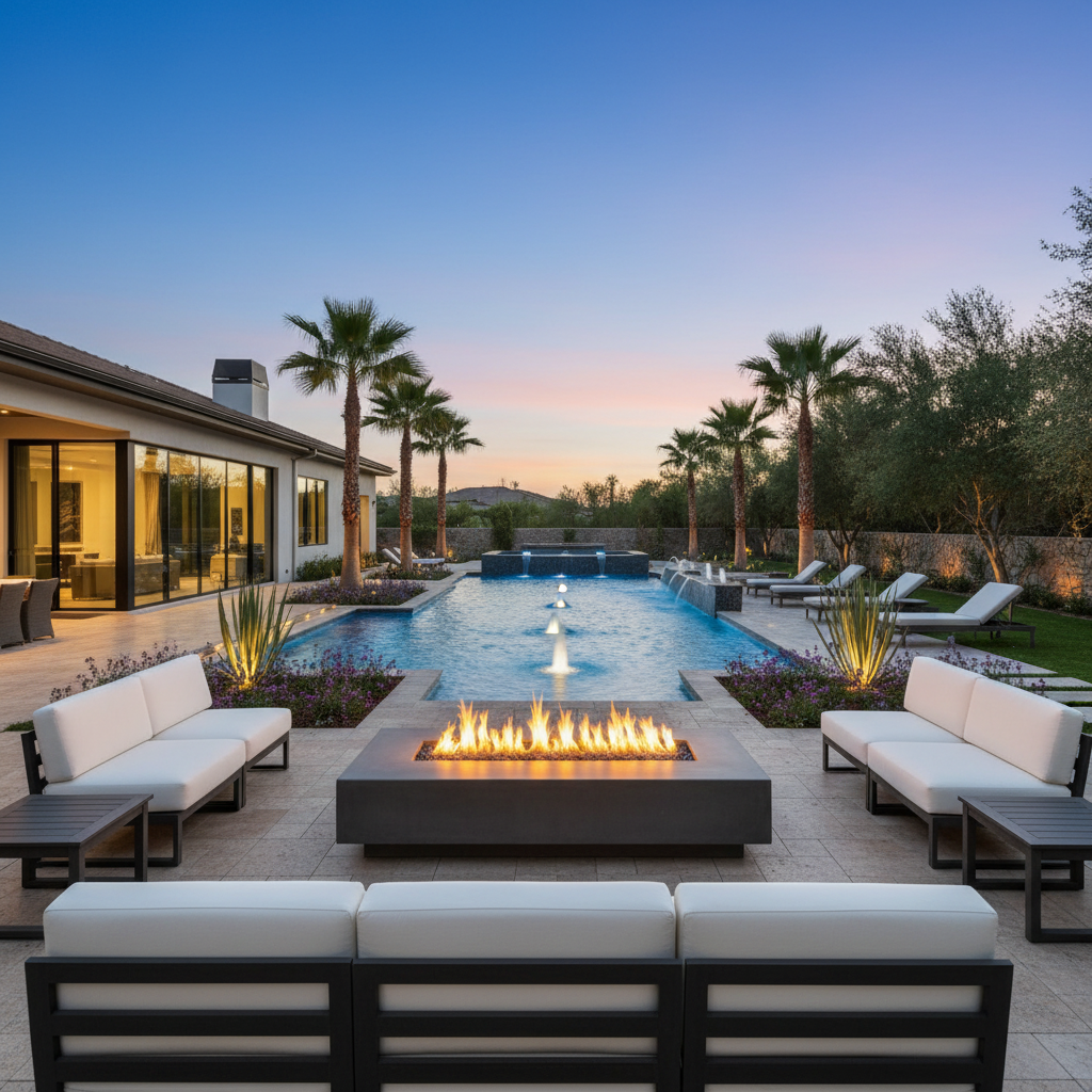 Luxury outdoor living pool and patio